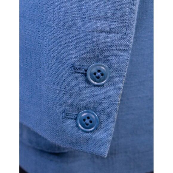 J. Peterman Men’s 3-Button Sport Coat Blazer Jacket Sz 42 Linen Blend Solid Blue - Picture 7 of 14